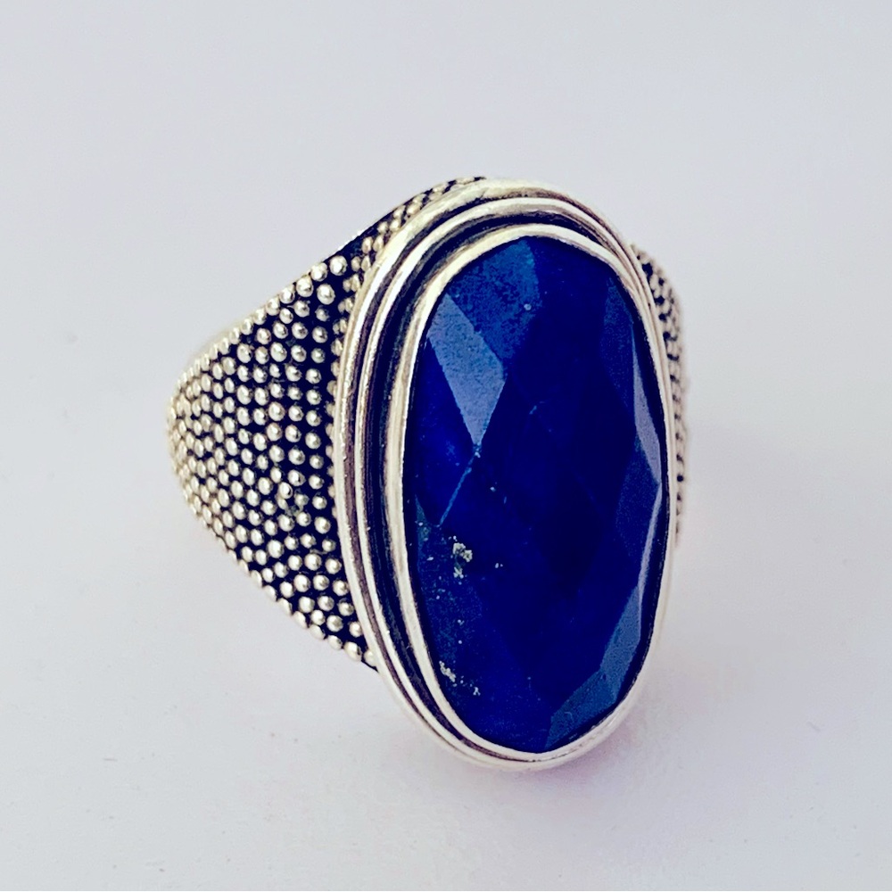 Vintage BA Suarti Sterling Silver Ring Faceted Lapis Lazuli Stone Size 6 US - Picture 8 of 11